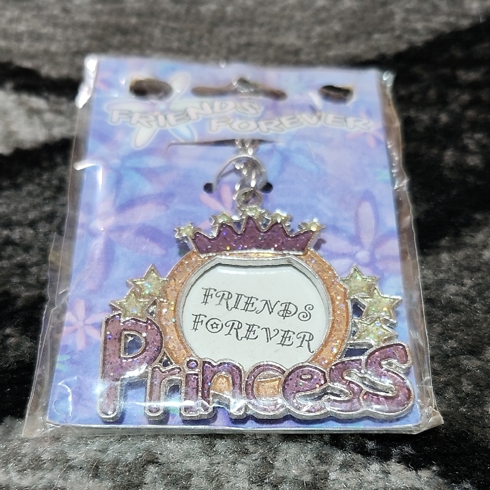 FRIENDS FOREVER PRINCESS GLITTER METAL PICTURE FRAME KEYCHAIN